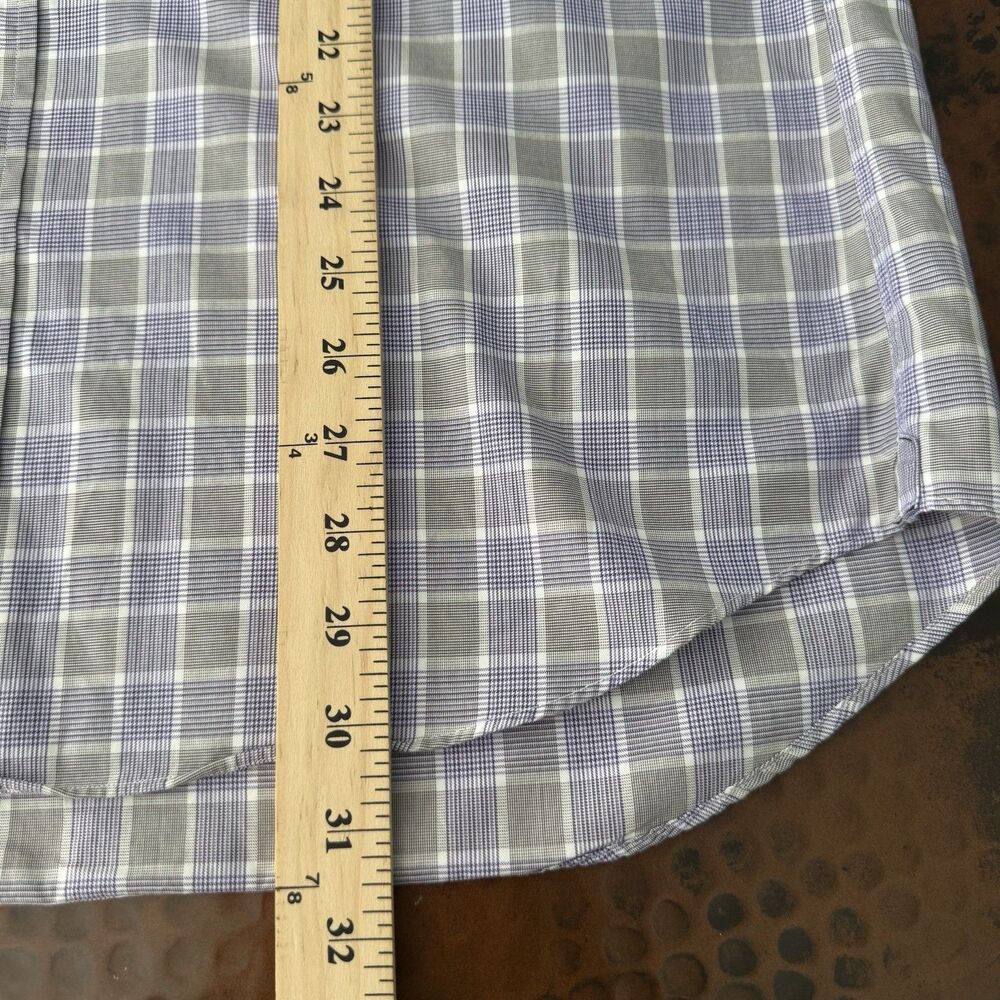 David Donahue Dress Shirt Mens Medium Purple Plaid Check Cotton Classic Fit - Picture 12 of 12